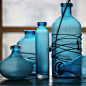 【掬涵】磨砂海洋清新玻璃花瓶艺术玻璃器皿手工吹制装饰地中海风