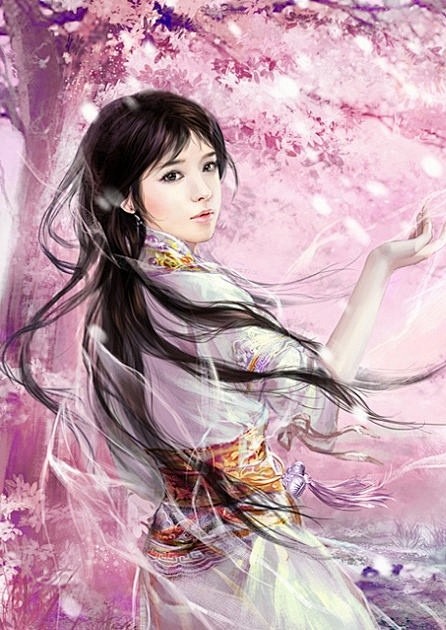 落英缤纷之际，是否我待重逢之时？#插画美...