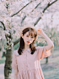 樱花化作粉末，飘落在人间~_人像_POCO摄影,少女,樱花,人像,日系