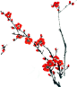 红梅 重墨 枝条 红色 腊梅 动植物元素免抠png图片壁纸