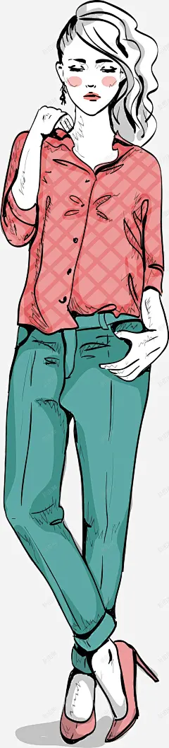服装矢量图高清素材 服装设计 粉色 美女插画 蓝色 矢量图 免抠png 设计图片 免费下载