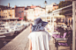 Young Girl Walking in Croatian City Rovinj Free Image Download