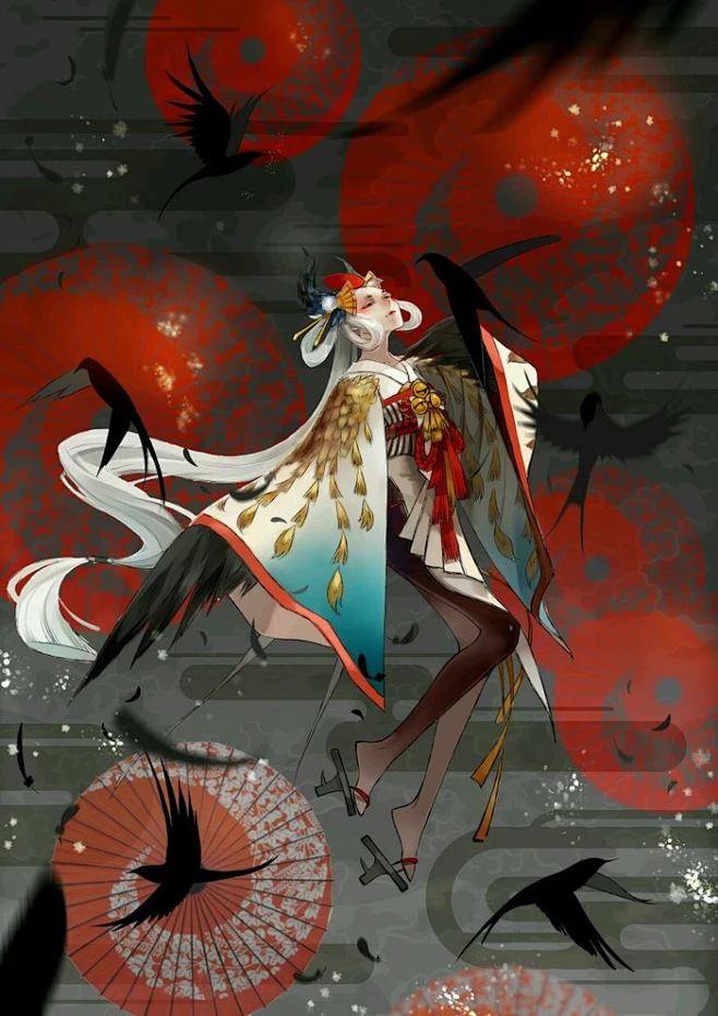 阴阳师 姑获鸟-花瓣网