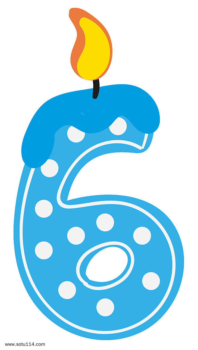 数字6卡通生日蜡烛