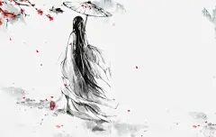 古风红梅人物背影高清素材 设计图片 免费下载 页面网页 平面电商 创意素材