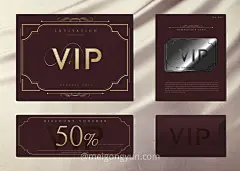 高质量优雅烫金烫银名片VIP卡抵用券邀请函PSD模版素材-平面素材-@美工云(meigongyun.com)