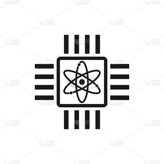 量子计算矢量图标，cpu符号。
