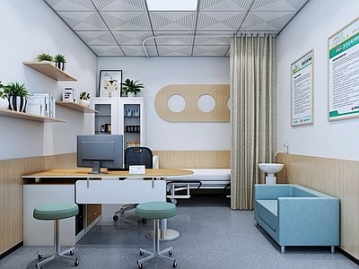 现代校医务室3d模型图片_展厅图片素材-花瓣网