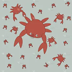 无缝图案与螃蟹之上的蓝色。矢量图