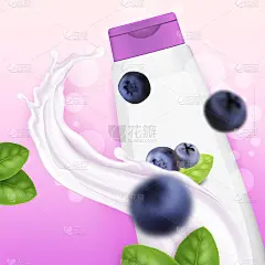 蓝莓洗发水创意推广横幅向量