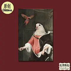 创意电表箱遮挡 咖啡厅挂画 服装店 客厅竖版画鸟 原创 橱窗画-淘宝网