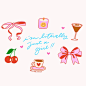 i'm literally just a girl greeting card with coffee, cherries, cherry juice and bow