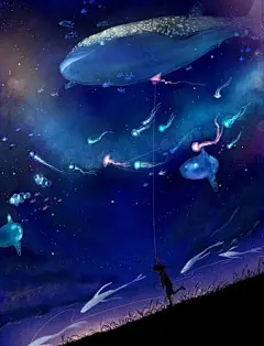 Megatruh的插画作品欣赏，十分梦幻又富有童话色彩