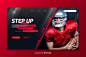 Sport landing page template with photo Free Vector