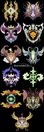 some colourful emblems, this has a nice vibrant look to it making this one of my favourite designs as it will sit well with the cartoony approach we are taking for this design.: 