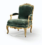 A CARVED GILTWOOD ARMCHAIR, LOUIS XV,