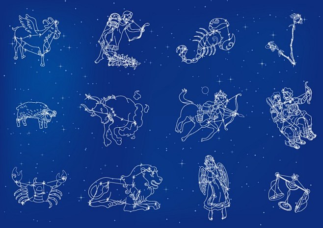 简约十二星座图案矢量素材