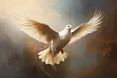 动物飞禽展翅飞翔的和平鸽插画