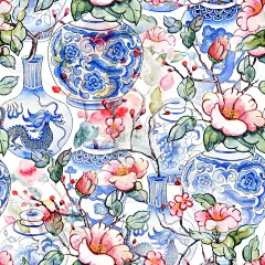 美丽新潮的日本图案。无缝墙纸与亚洲花