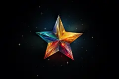 耀眼七彩水晶平滑立体星星素材图片