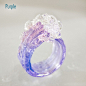 Ocean Wave Cocktail ring  Mermaid and Surfer jewelry  Blue Purple