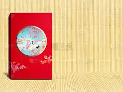 春节、周年纪念、中秋节、情人节、生日等节日礼盒。在竹子的背景。