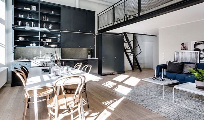 【瑞典以厨房为中心的复层式公寓】人的基本...