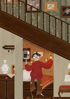 分享意大利自由插画家Giada Gatti创作的哈利波特系列插图。这个画风太可爱了！（ ins gpencilbox) ​#插画艺术作品# ​​​​