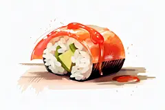 日式美食三文鱼寿司日本美食插画