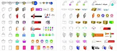 工作购物生活立体手绘图形AI|背景画|公共标志|公共图标|矢量素材|矢量图形|手绘画|手绘图形|水彩画|图标|图形|图形图案|图形图标|线描画