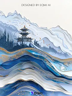 大美国风丨EQMJ AI绘制新中式流体油画山水 - 小红书
