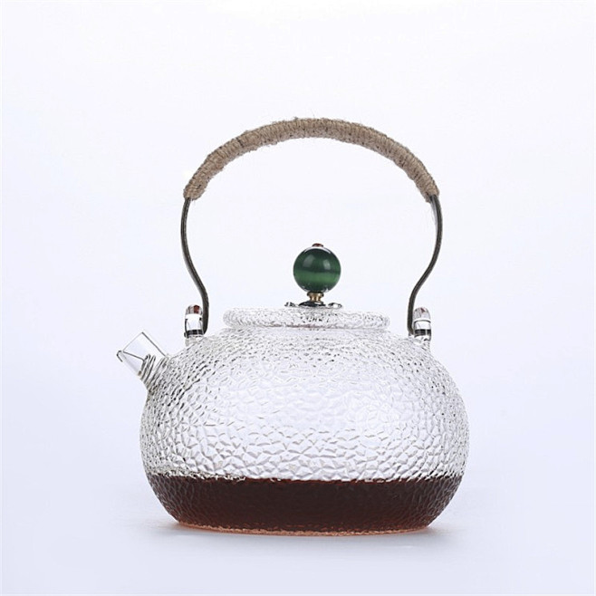 旅荼煮茶壶烧水壶锤纹玻璃壶提梁壶耐热茶壶...