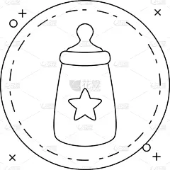 圆形,瓶子,边框,牛奶瓶,星形,儿童,幼儿,婴儿,塑胶