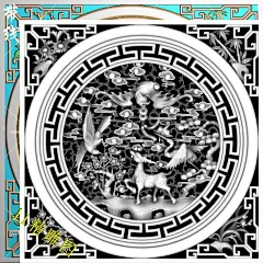 11精雕图网站ZDL-098镂空梅兰竹菊角花福禄寿喜蝙蝠梅花鹿仙鹤方屏带线
