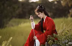 白鹿 好看侧脸 古装 红色 4k 美女壁纸