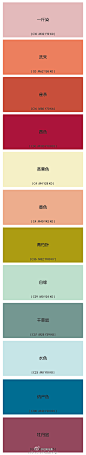 日本传统颜色，数值可见。 ​​​​