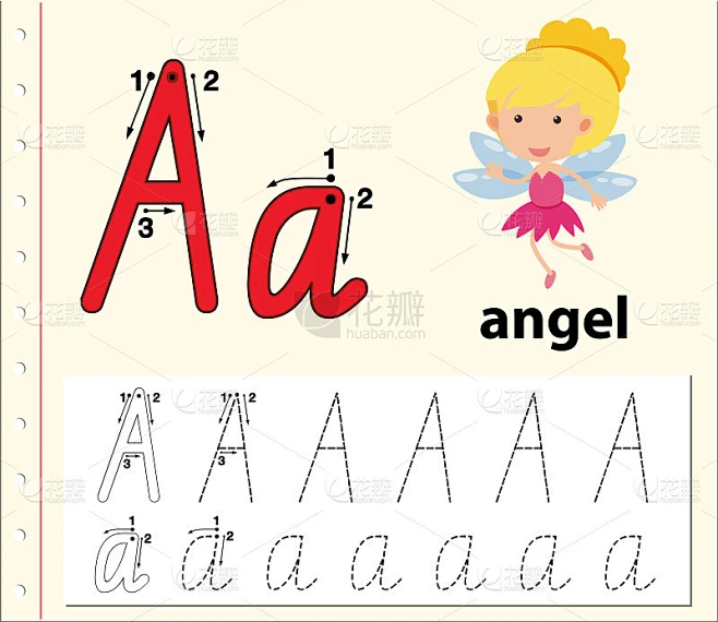 Letter A tracing alphabet worksheets素材-花瓣网