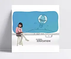 翘腿坐在凳子上的小女孩和插画热气球PSD素材|翘腿,凳子,小女孩,插画,热气球,PSD素材,人物素材,人物图片,PSD分层素材
