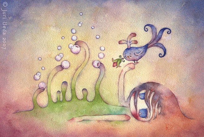 日本插画家juriu的漂亮水彩插画