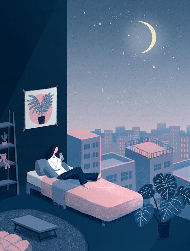 创意抽象卡通手绘插画绘本月亮十二星座手机...