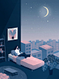 创意抽象卡通手绘插画绘本月亮十二星座手机壁纸背景ps分层素材H5-淘宝网