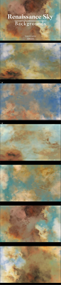 文艺复兴风格复古质感的云彩天空背景底纹纹理集合