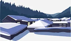 矢量图冬日雪景房子图宝宝 https://bao16.com 矢量图 卡通手绘 雪景 房子 白雪 水彩 冬季 冬天