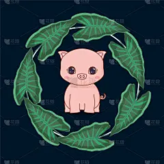 可爱的,猪,叶子,自然,传统,文字,热带雨林,野生动物,猪肉,问候
