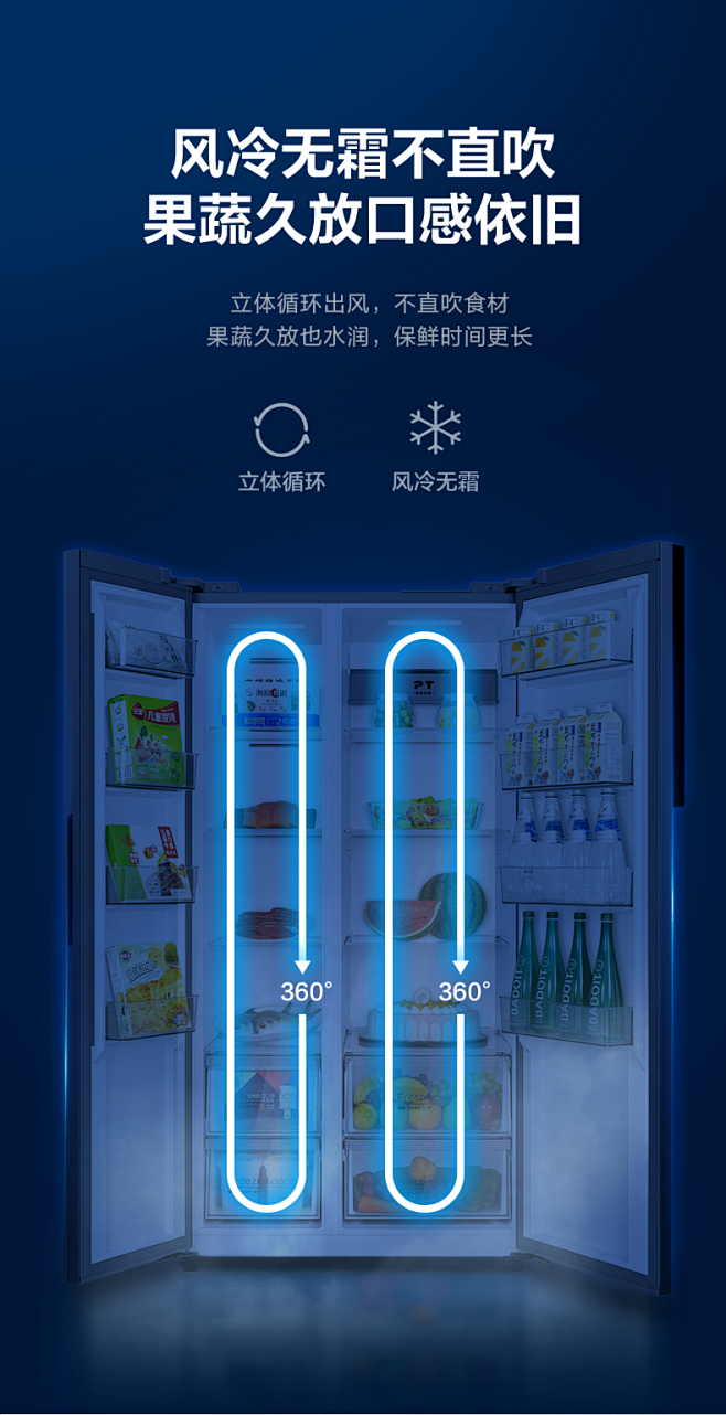 【慧鲜】美的550升双开门对开门家用电冰...
