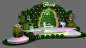 绿色清新植物舞台设计 植物墙 花墙 美术陈列 婚礼舞台 舞美 自然 简影 欧式 门口设计-￥场景建筑模型区-CG模型网