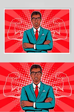 简约红色波普风格人物插画矢量素材-众图网