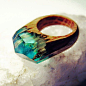 Handmade wood ring  - Jewelry Resin  - Oak: 