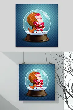 圣诞老人圣诞节水晶球矢量素材-众图网