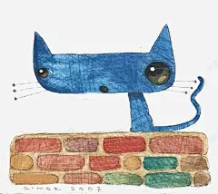 手绘蓝猫插画高清素材 手绘 插画 简约 蓝猫 免抠png 设计图片 免费下载